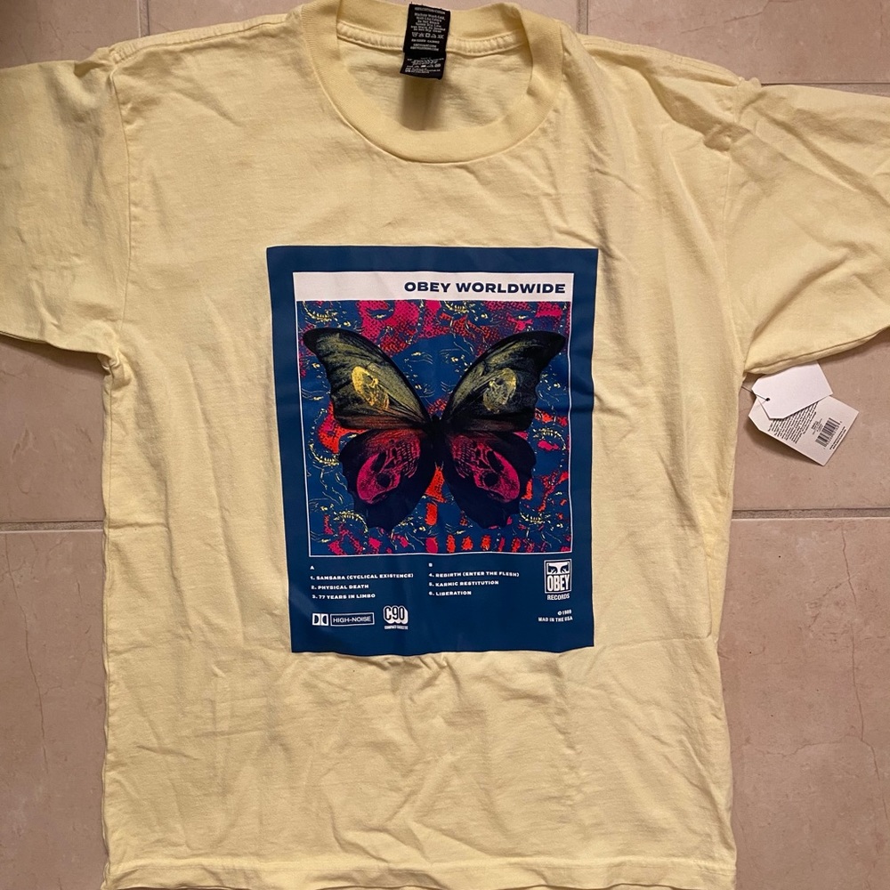 Rare OBEY Butterfly Skull Shirt Size Small